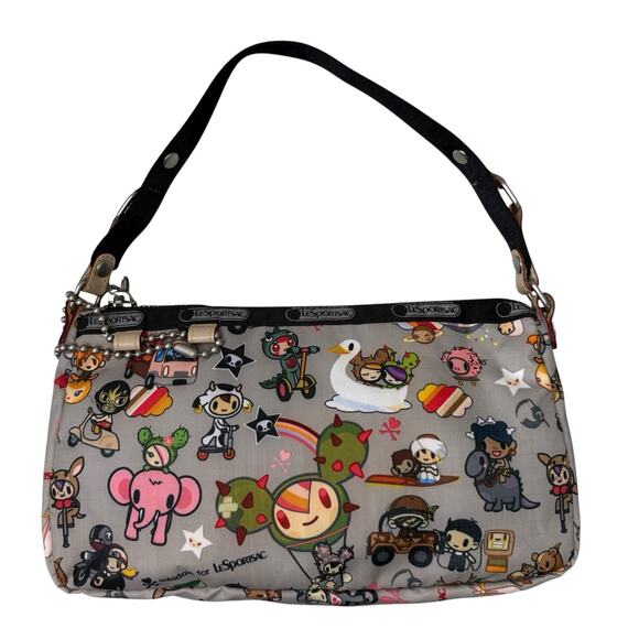 Tokidoki x LeSportsac Trasporto Ciao Shoulder Bag Rare Retired Print Gray NWOT - Picture 1 of 12